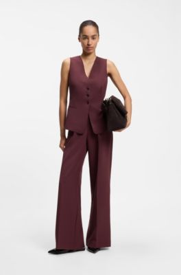 Gilet van stretchcr&ecirc;pe, Rood
