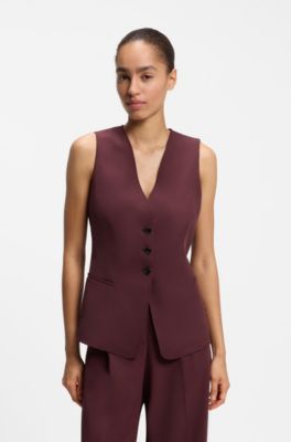 Stretch-crepe waistcoat, Red