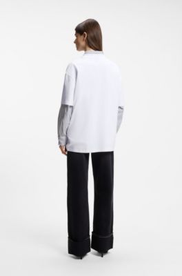 Oversized-fit cotton T-shirt with love-themed graphic print, White