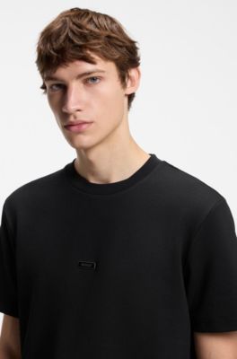 Structured T-shirt in a relaxed fit, Black