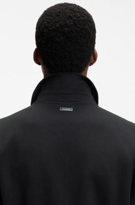 Oversize-fit zip-up sweatshirt in structured fabric, Black