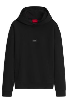 Relaxed cotton-blend hoodie, Black