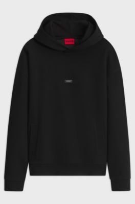Relaxed cotton-blend hoodie, Black