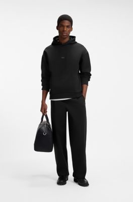 Relaxed cotton-blend hoodie, Black