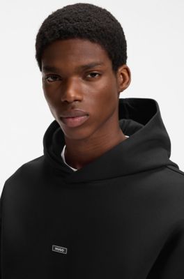 Relaxed cotton-blend hoodie, Black