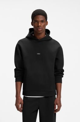 Relaxed cotton-blend hoodie, Black