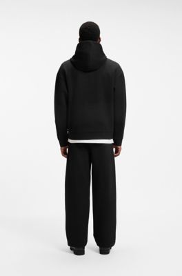 Relaxed cotton-blend hoodie, Black
