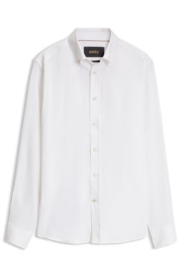 Casual-fit linen-blend shirt, White