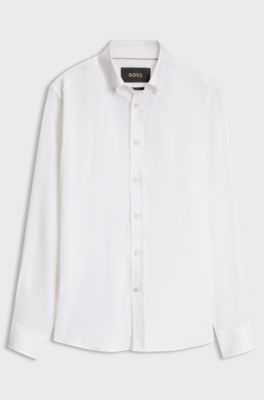 Casual-fit linen-blend shirt, White