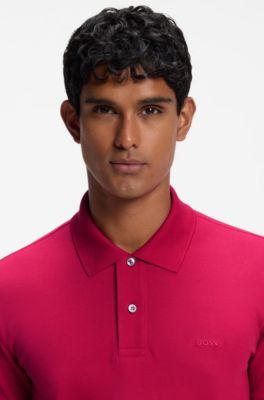 Versatile polo shirt in soft cotton, Dark pink