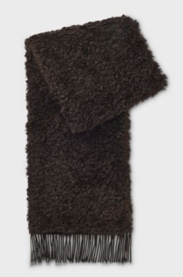 BOSS x Steiff teddy-fabric scarf, Dark Brown