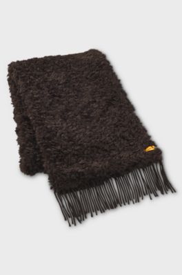 BOSS x Steiff teddy-fabric scarf, Dark Brown