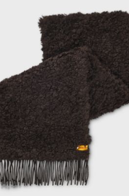 BOSS x Steiff teddy-fabric scarf, Dark Brown