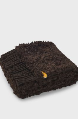 BOSS x Steiff teddy-fabric scarf, Dark Brown