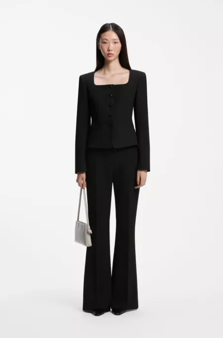 Blazer slim fit sin cuello