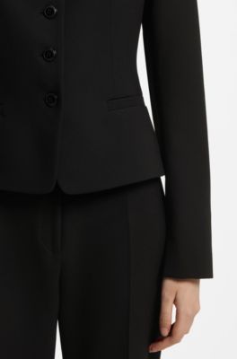 Slim-fit collarless blazer, Black