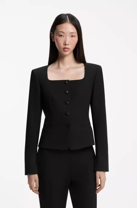 Blazer slim fit sin cuello