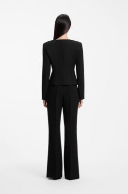 Slim-fit collarless blazer, Black