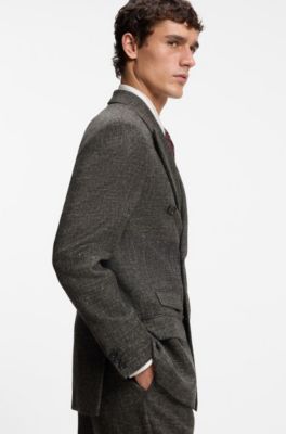 Wool-blend suit jacket, Brown