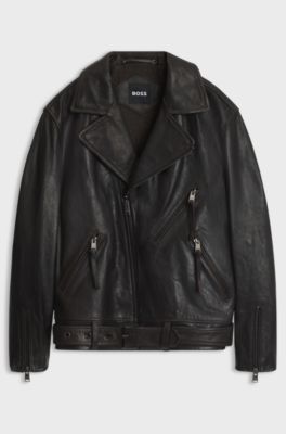Leather biker jacket, Dark Brown