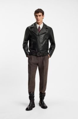Leather biker jacket, Dark Brown