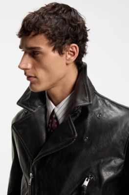Leather biker jacket, Dark Brown