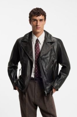 Leather biker jacket, Dark Brown