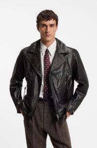 Leather biker jacket, Dark Brown