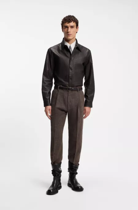 Chemise en cuir texturé