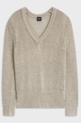 Linen-blend sweater, Light Beige