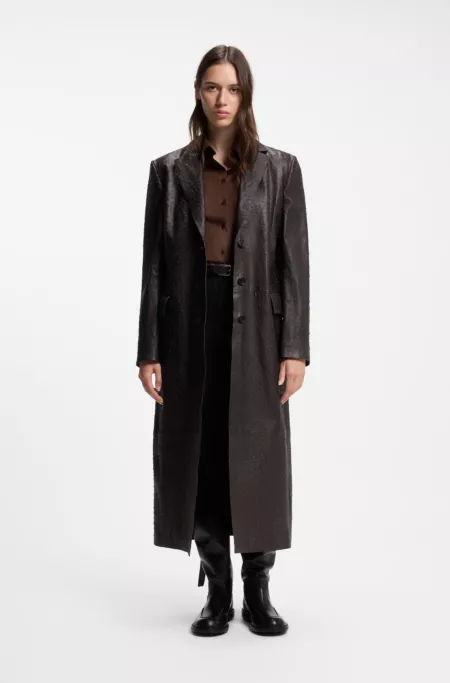 Textured leather coat