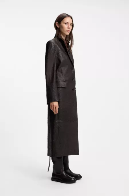 Textured leather coat