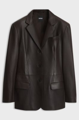 Leather blazer, Dark Brown