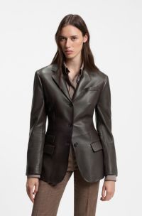 Leather blazer, Dark Brown