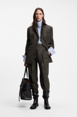 Tapered wool-blend trousers, Dark Brown