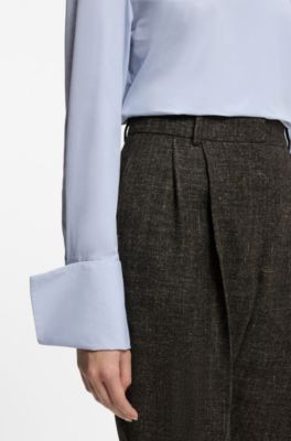 Tapered wool-blend trousers, Dark Brown