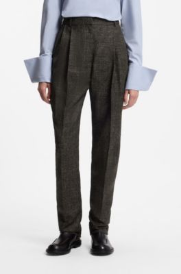 Tapered wool-blend trousers, Dark Brown