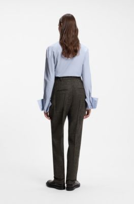 Tapered wool-blend trousers, Dark Brown