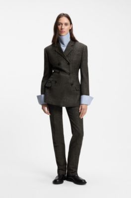 Blazer in misto lana, Marrone scuro