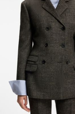 Blazer in misto lana, Marrone scuro