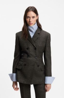 Wool-blend blazer, Dark Brown