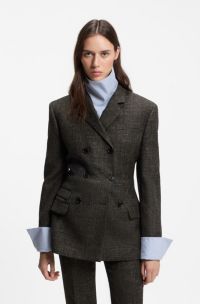 Blazer in misto lana, Marrone scuro