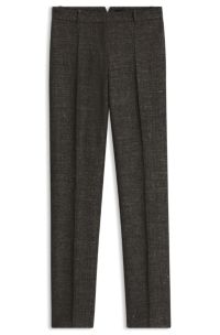 Pantalon en laine m&eacute;lang&eacute;e, Marron fonc&eacute;