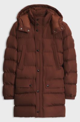 Long-length padded jacket, Brown