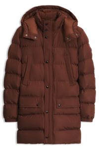 Long-length padded jacket, Brown