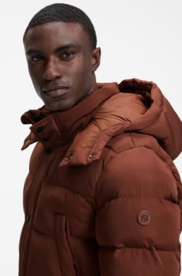 Long-length padded jacket, Brown