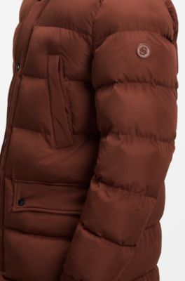 Long-length padded jacket, Brown