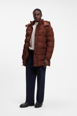 Long-length padded jacket, Brown