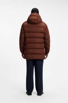 Long-length padded jacket, Brown