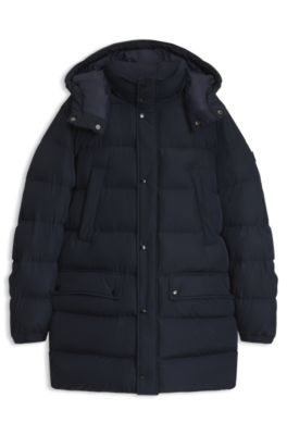 Long-length padded jacket, Dark Blue